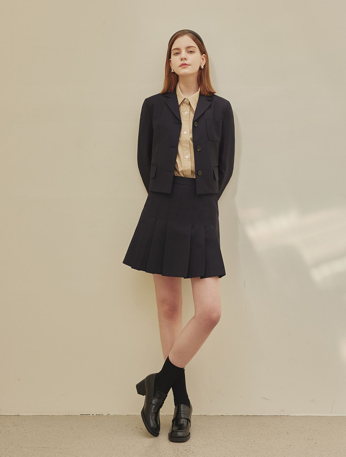 에이리프(A.RIFF) Alice pleats mini skirt_NAVY