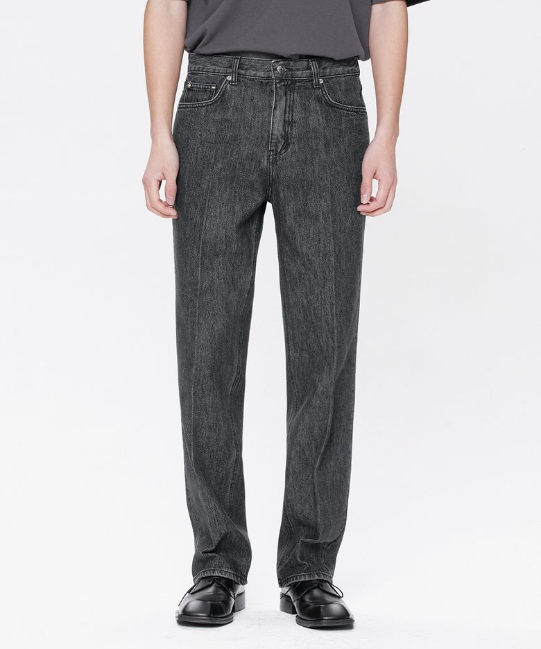 604 HARD TWIST DENIM WASHED BLACK JEANS [RELAX STRAIGHT]