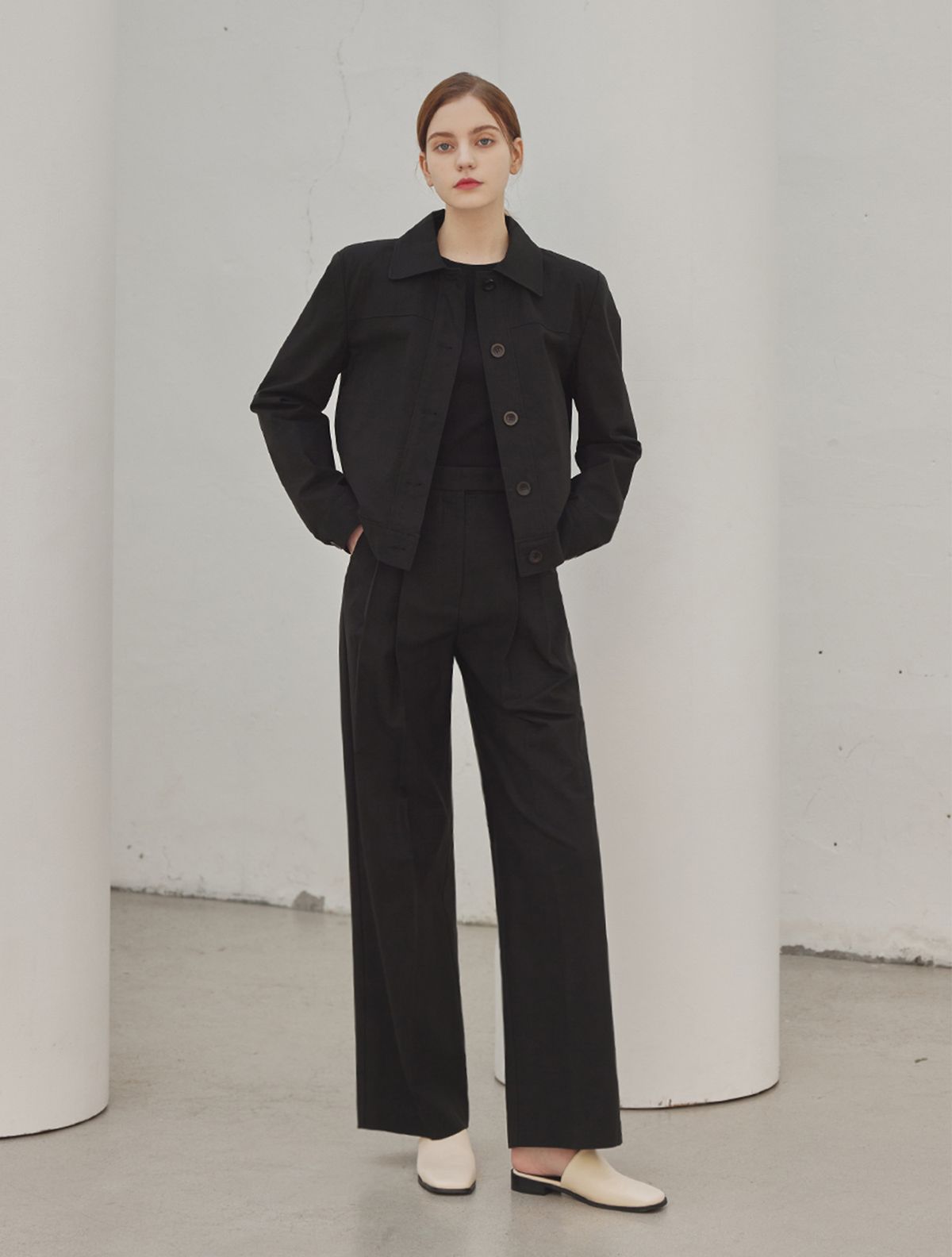 에이리프(A.RIFF) Medison two pinturk wide pants_BLACK