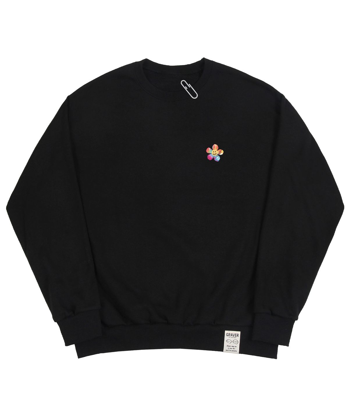 그레이버(GRAVER) [UNISEX]타이다이 플라워 도트스마일 맨투맨_블랙
