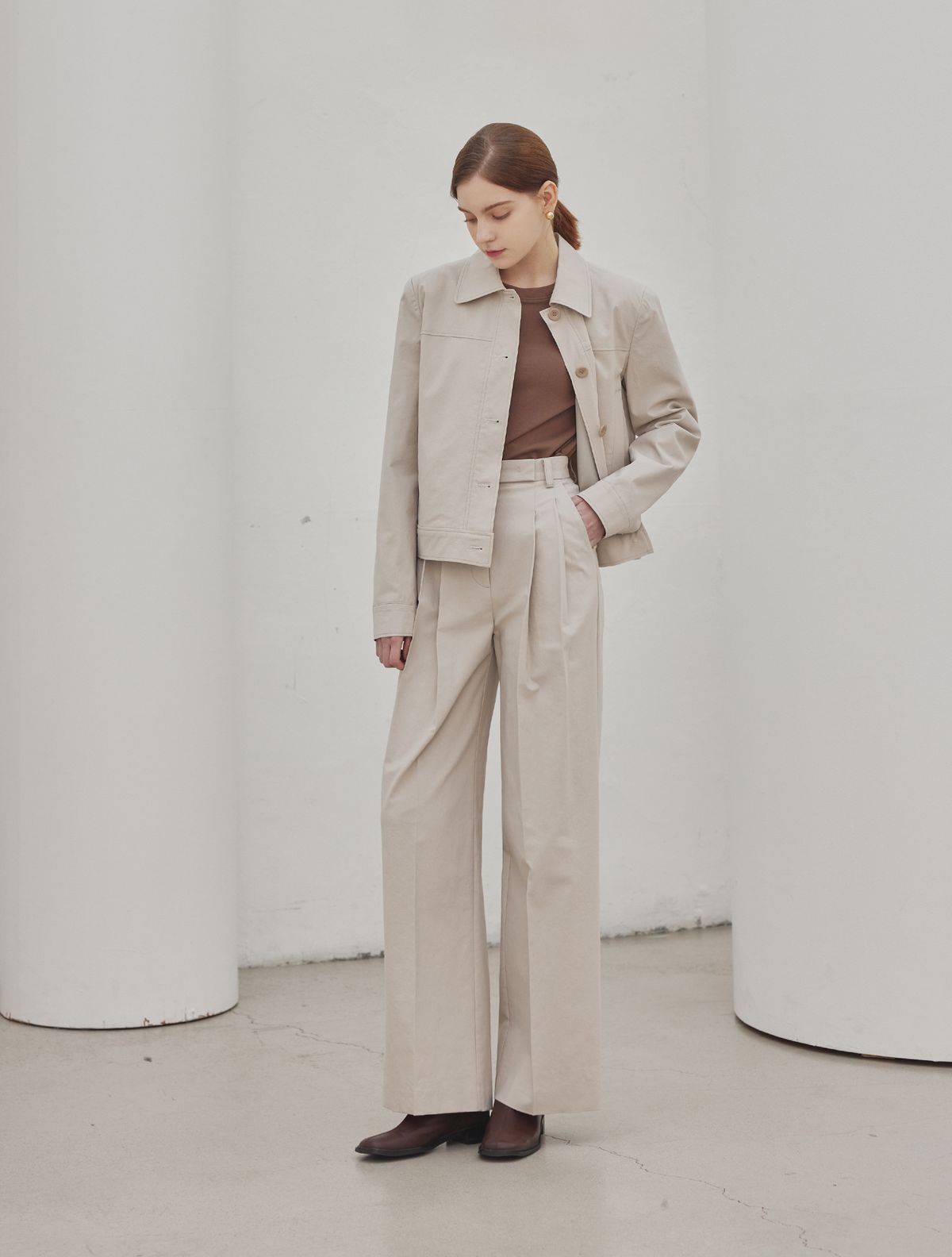 에이리프(A.RIFF) Medison two pinturk wide pants_BEIGE