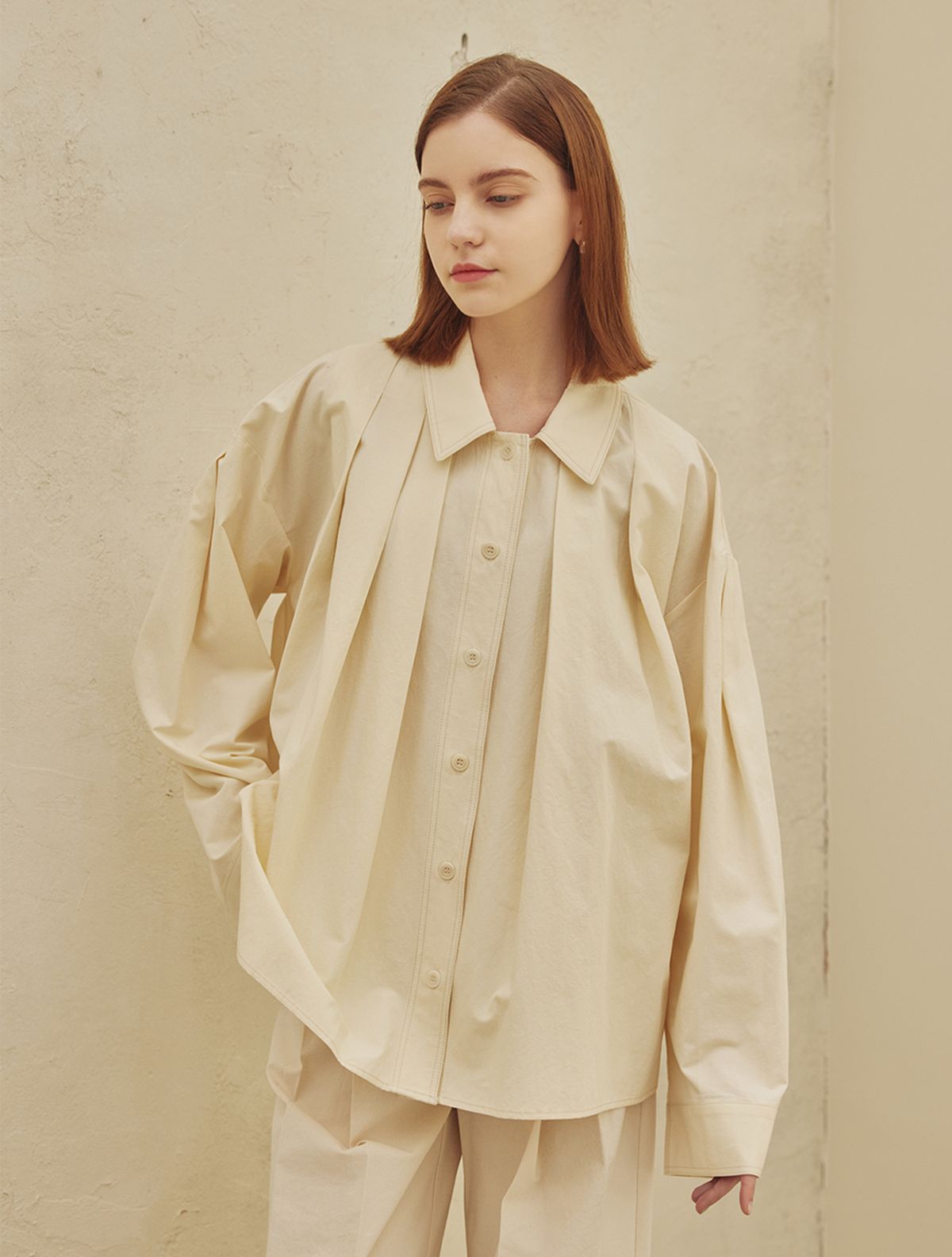 에이리프(A.RIFF) Phaeton A-line pinturk shirts_IVORY