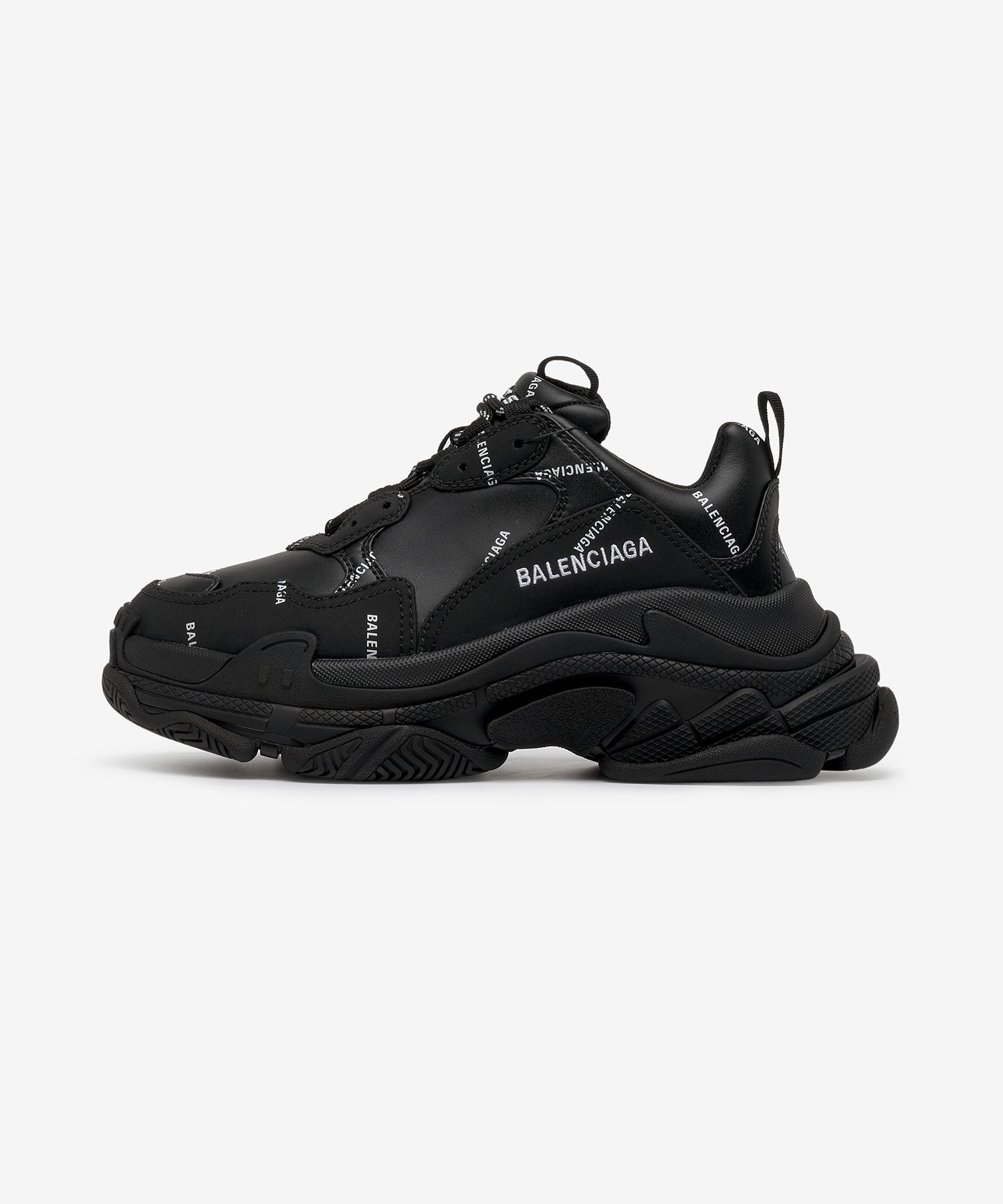 MUSINSA BALENCIAGA Allover Logo Triple S Sneakers Black