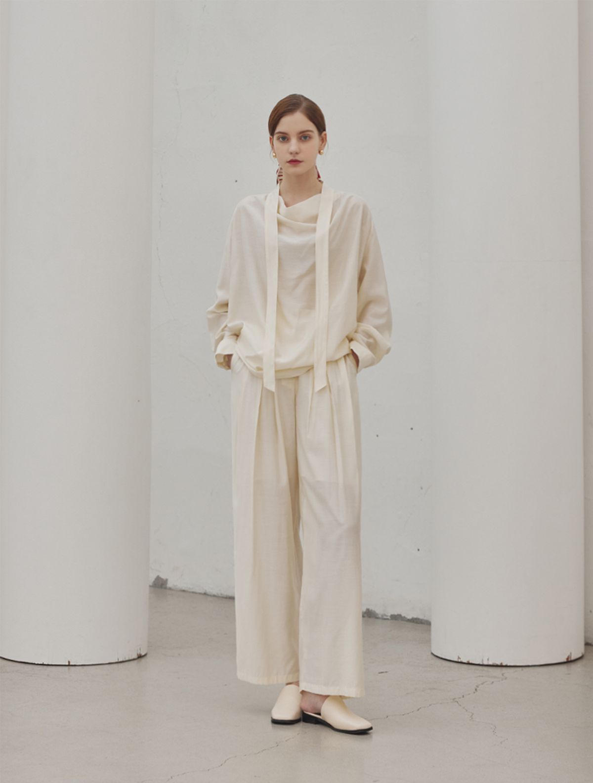 에이리프(A.RIFF) Henna banding wide pants_IVORY