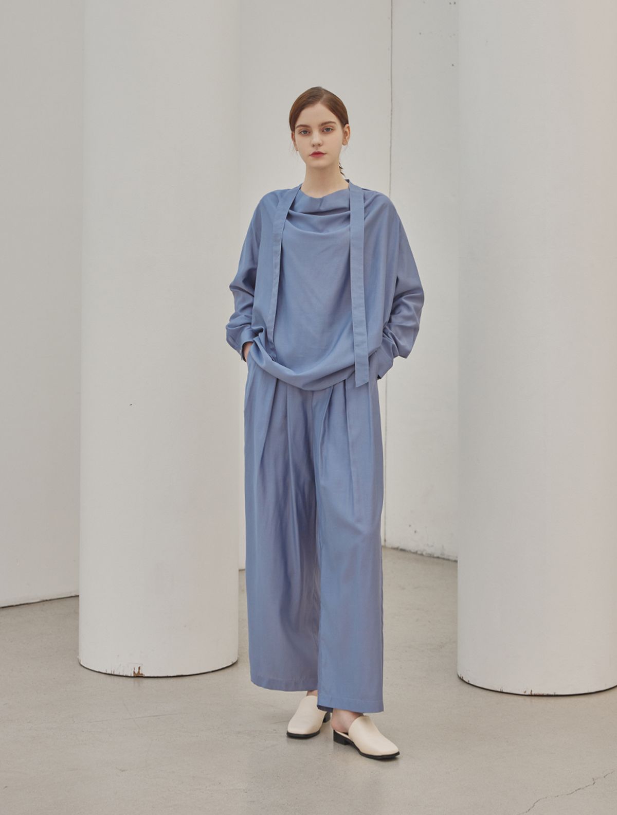 에이리프(A.RIFF) Henna banding wide pants_BLUE