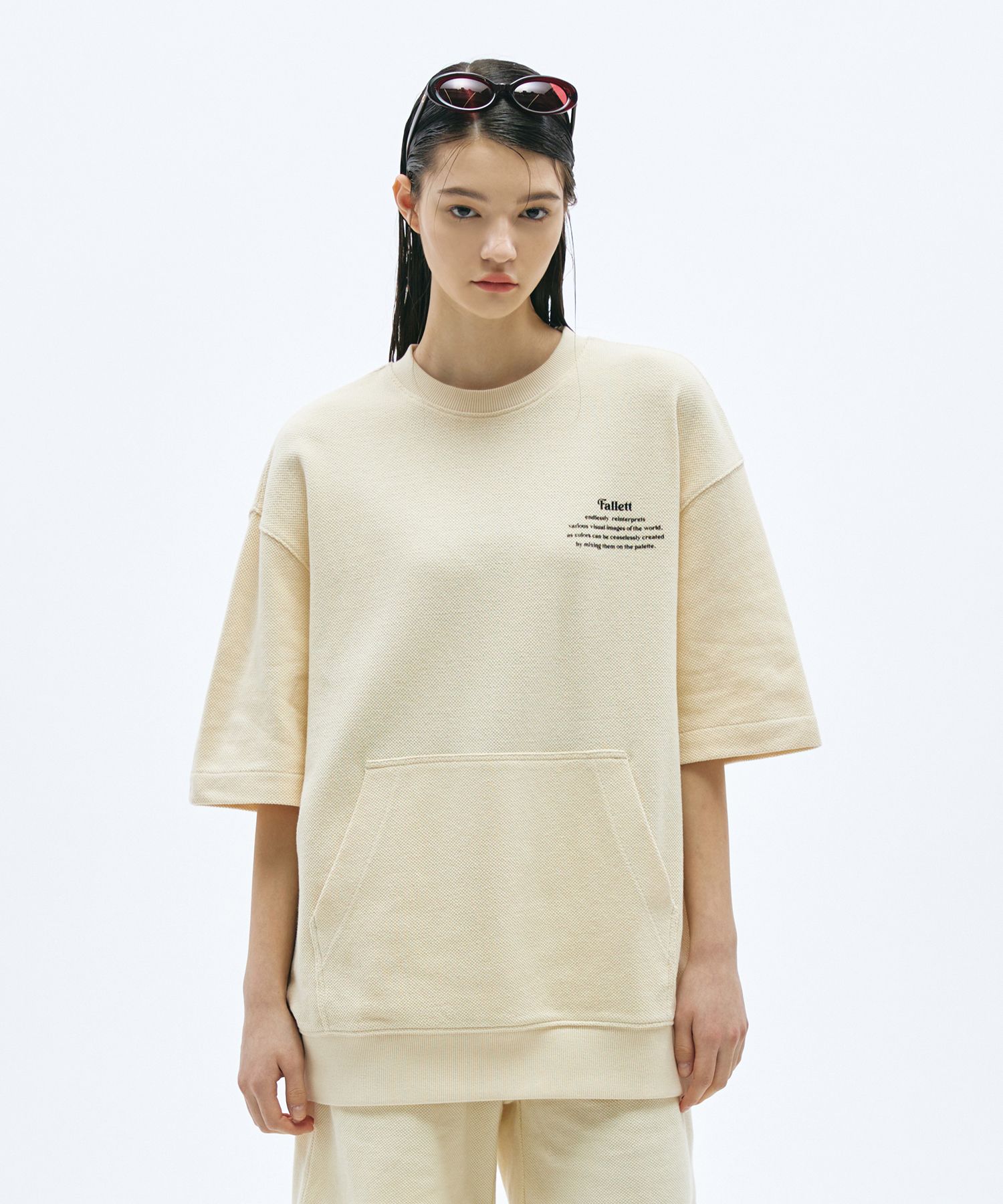 [FALLETT]★WAFFLE HALF SWEATSHIRT MUSINSA | FALLETT Waffle Sweat Half Sweatshirt Ivory