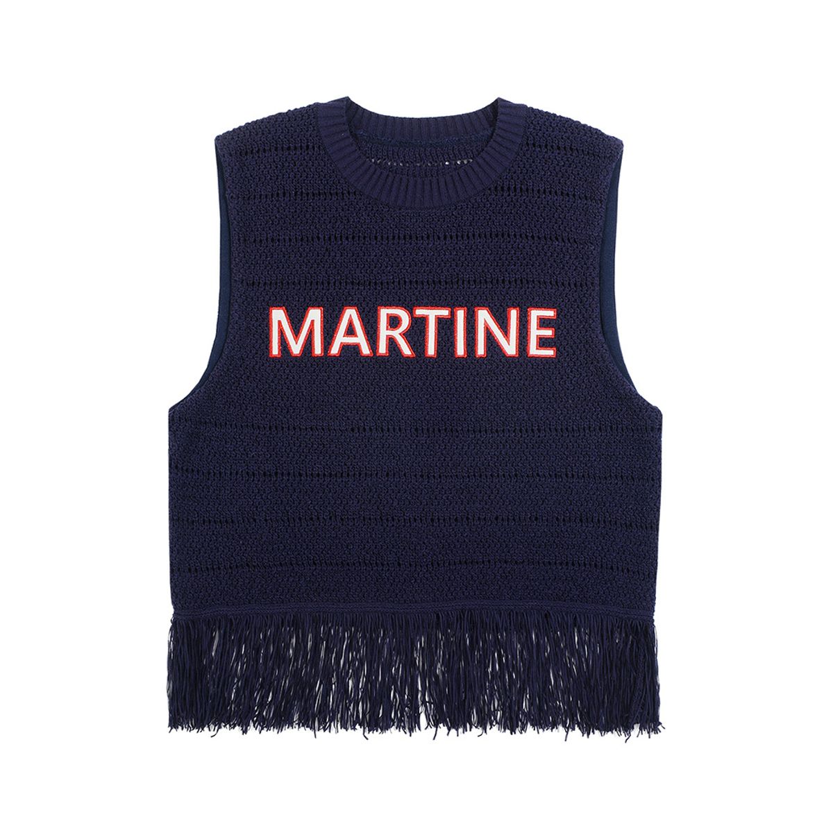 마틴골프(MARTINE GOLF) Fringe Knit Vest_Navy