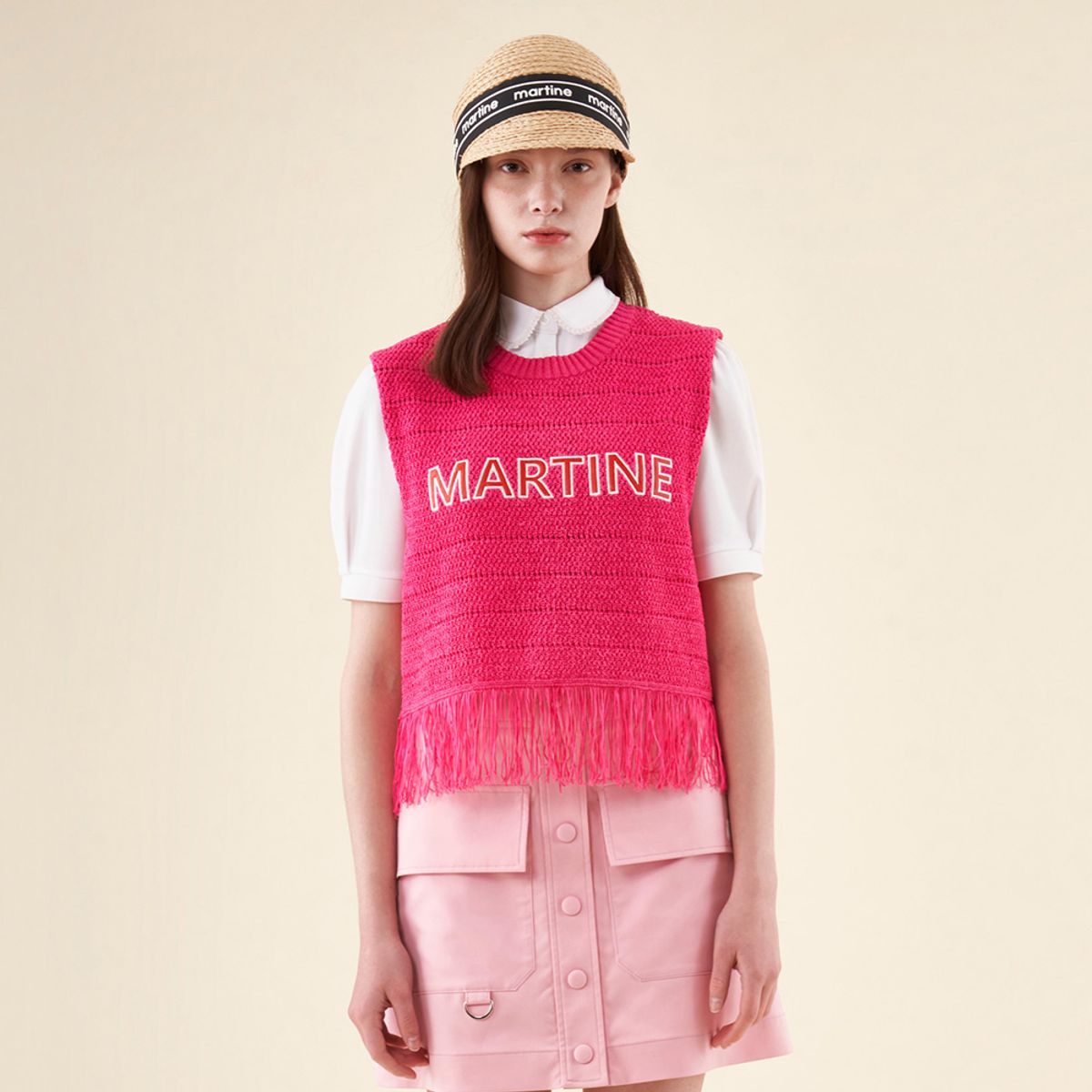 마틴골프(MARTINE GOLF) Fringe Knit Vest_Deep Pink