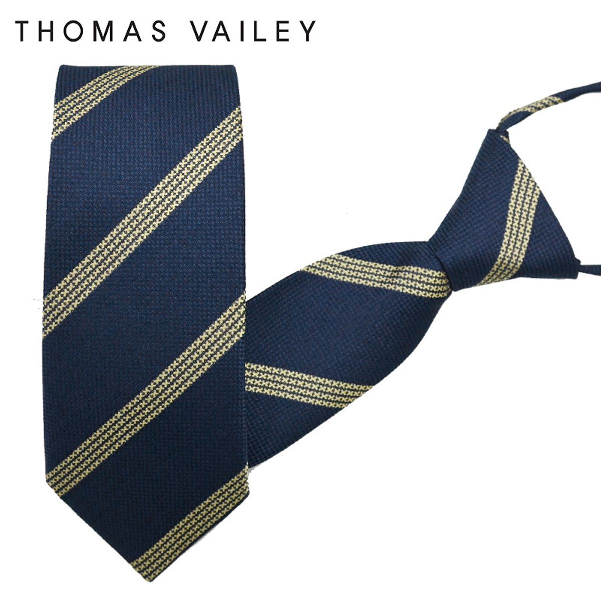 토마스 베일리(THOMAS VAILEY) 자동/지퍼넥타이-트랙 네이비옐로우 7cm