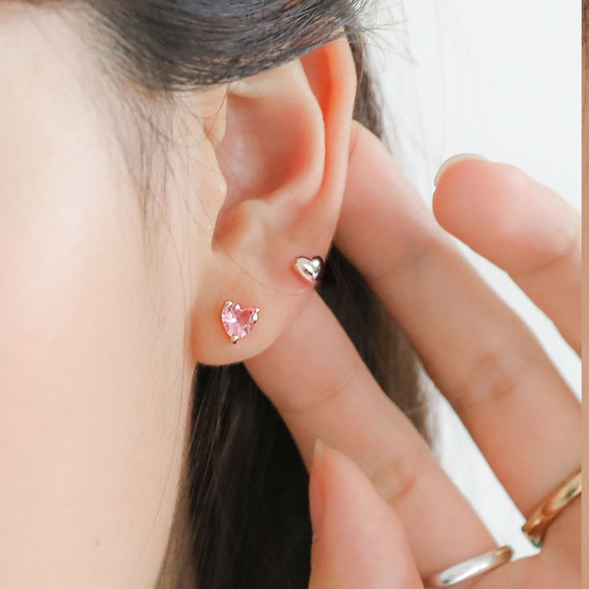 포스트루드(POSTLUDE) [SILVER/4SET] S HEART & PEARL E SET (2 COLORS)