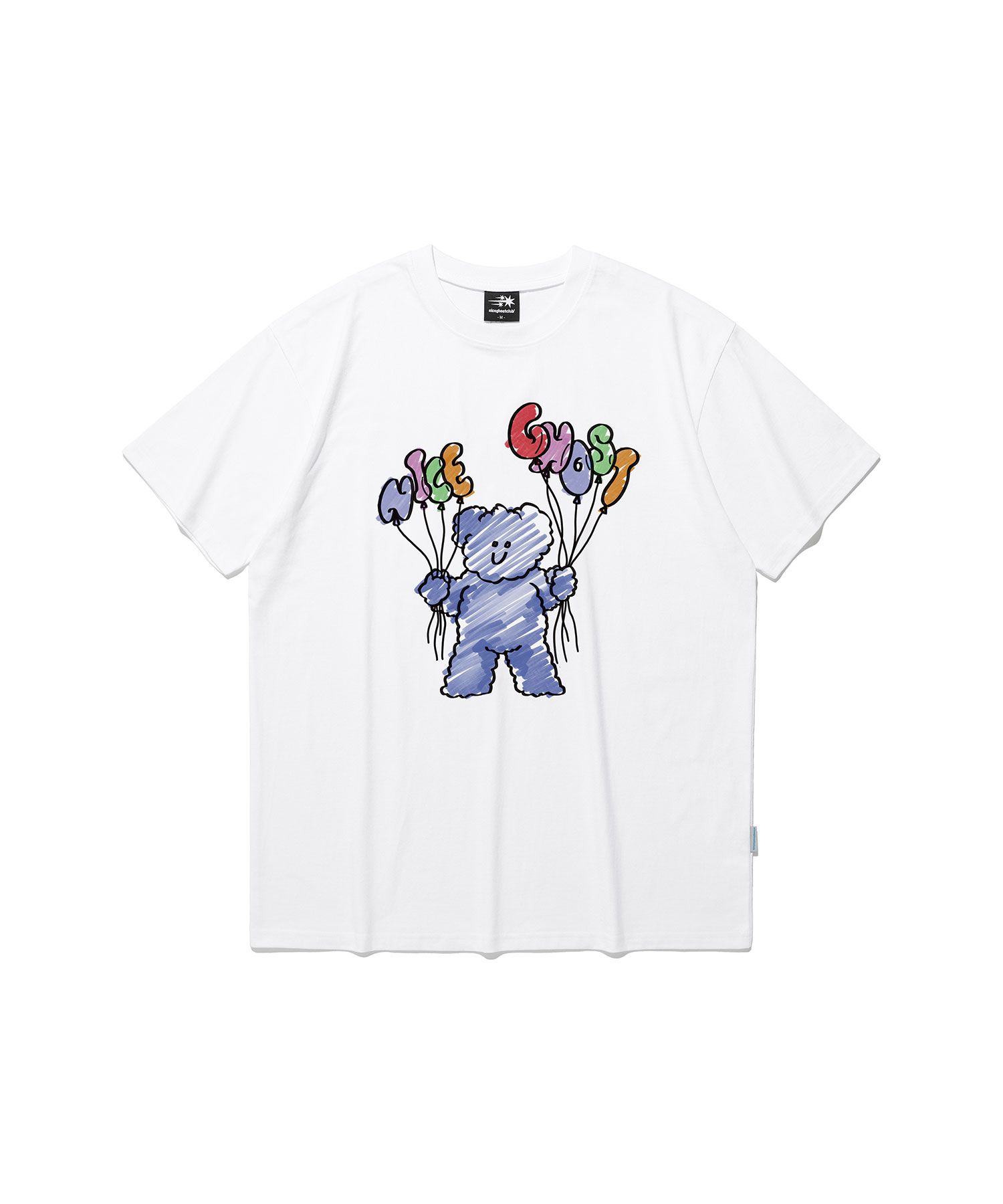 MUSINSA | NICE GHOST CLUB BALLOON MACA DRAWING UV T-SHIRT_WHITE