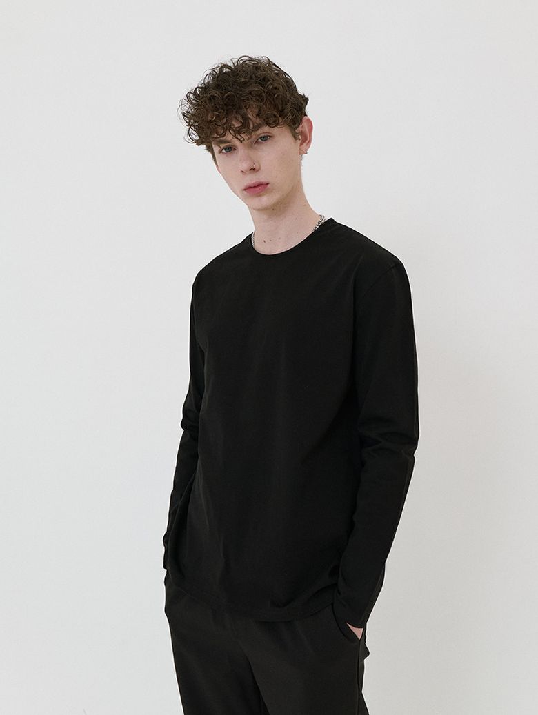 베이직 긴팔 레이어드 티셔츠 (BLACK)