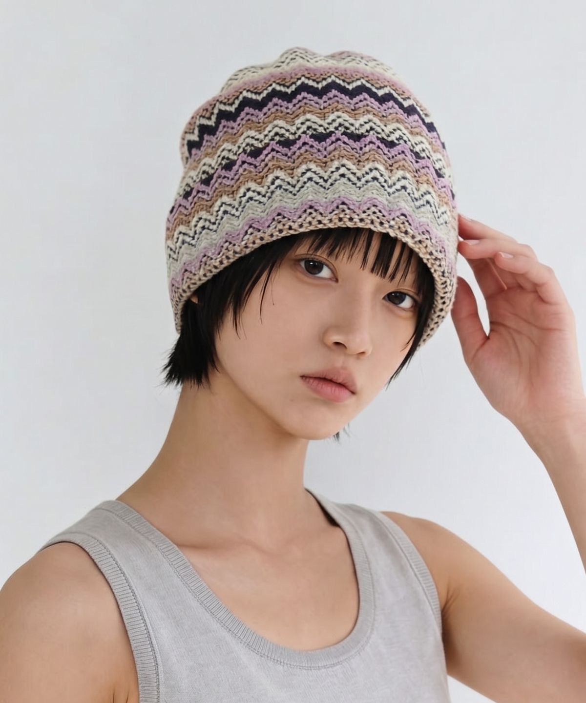 언더컨트롤 스튜디오(UNDERCONTROL STUDIO) 여름 롱비니 SQUARE NET BEANIE / C ORIENTAL / MIX LAVENDER