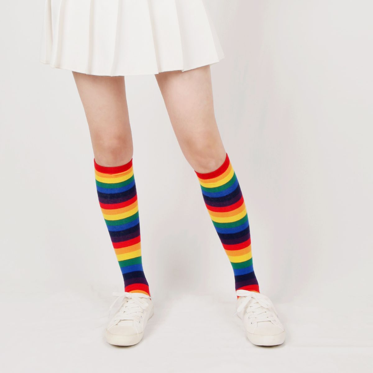 삭스에이(SOCKSA) 베이직 200N 레인보우 무지개 니삭스