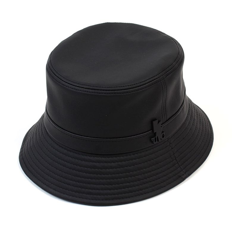 Side Thunder Black Leather Bucket Hat 버킷햇