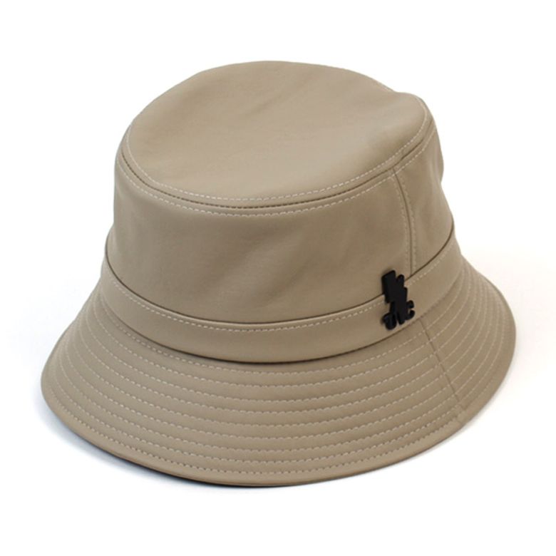 Side Thunder Beige Leather Bucket Hat 버킷햇