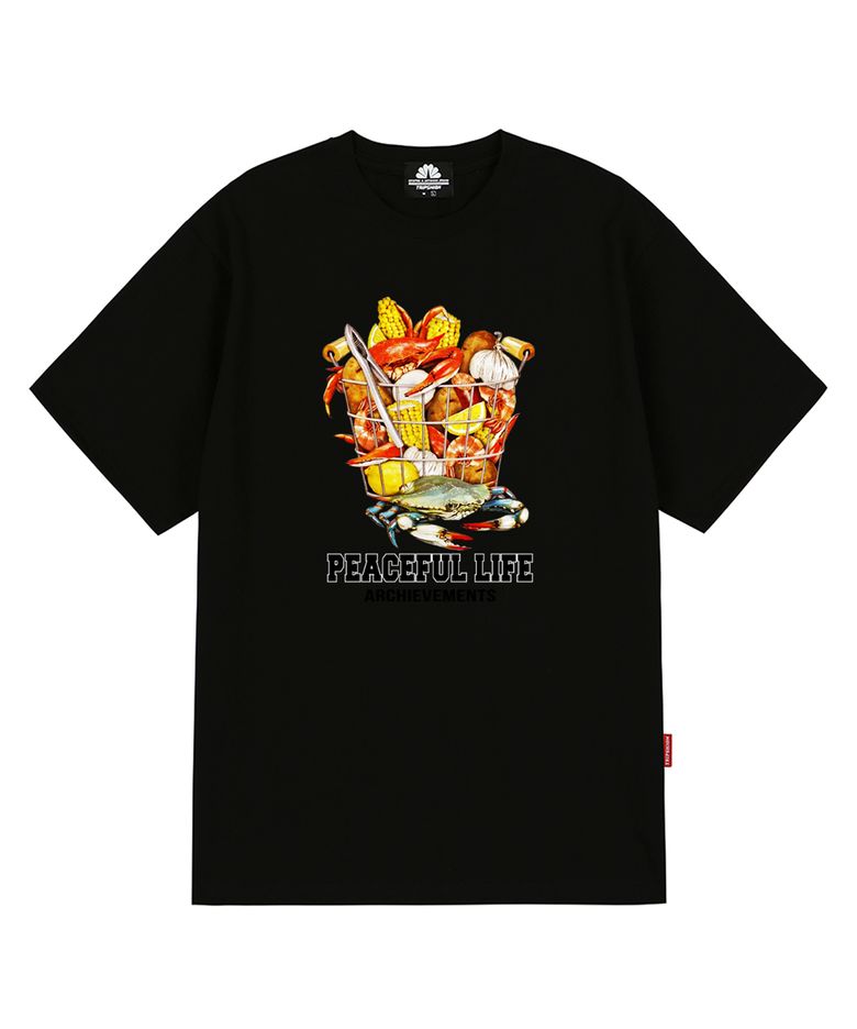 SEAFOOD BASKET GRAPHIC 티셔츠 - 블랙