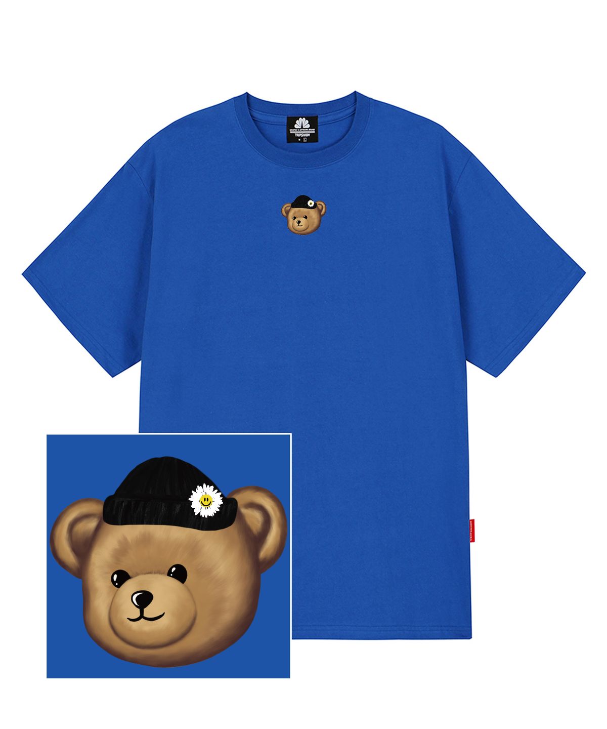 트립션(TRIPSHION) BEANIE BEAR LOGO 티셔츠 - 블루