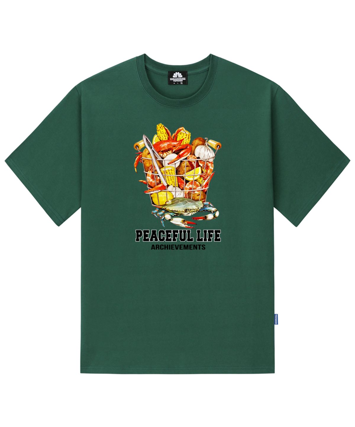 트립션(TRIPSHION) SEAFOOD BASKET GRAPHIC 티셔츠 - 그린