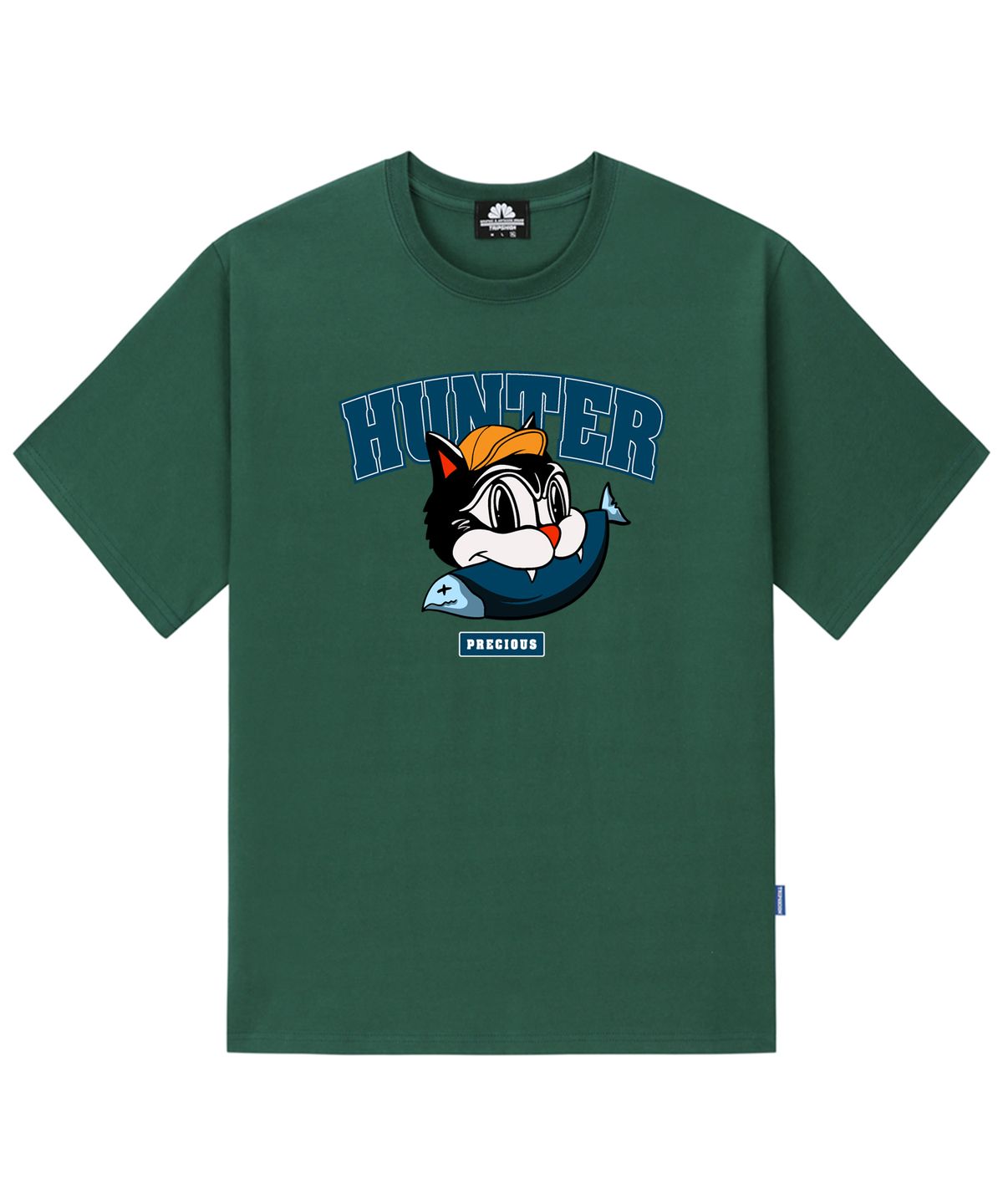 트립션(TRIPSHION) HUNTER CAT GRAPHIC 티셔츠 - 그린