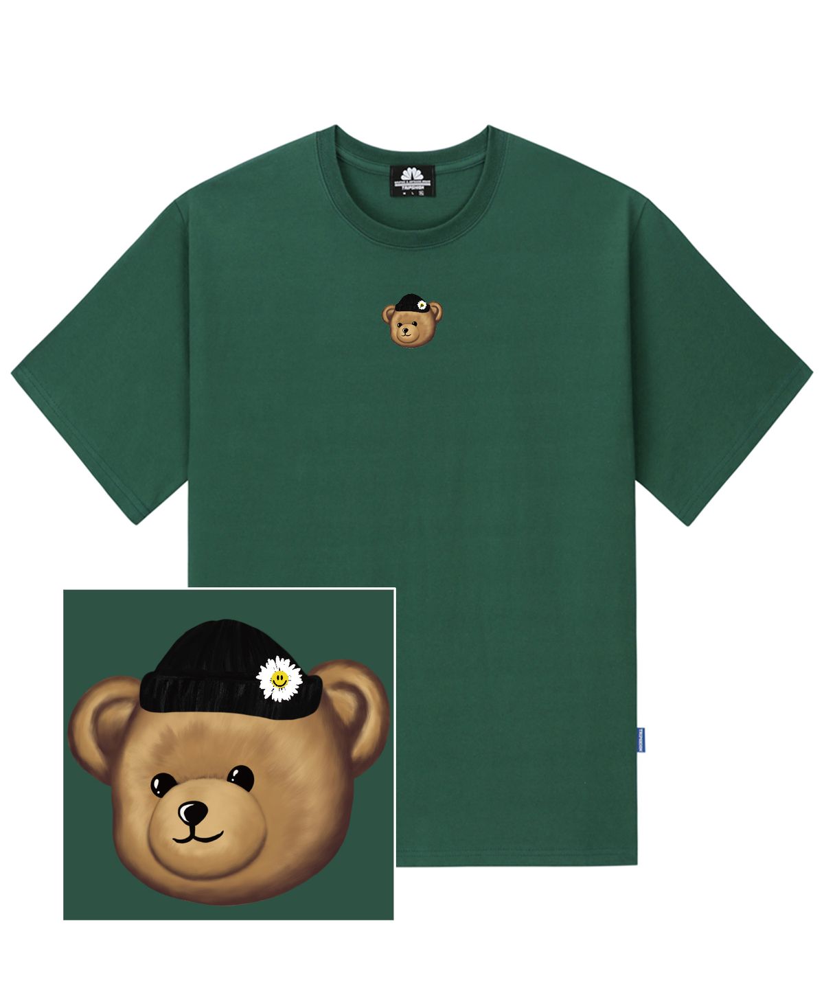 트립션(TRIPSHION) BEANIE BEAR LOGO 티셔츠 - 그린