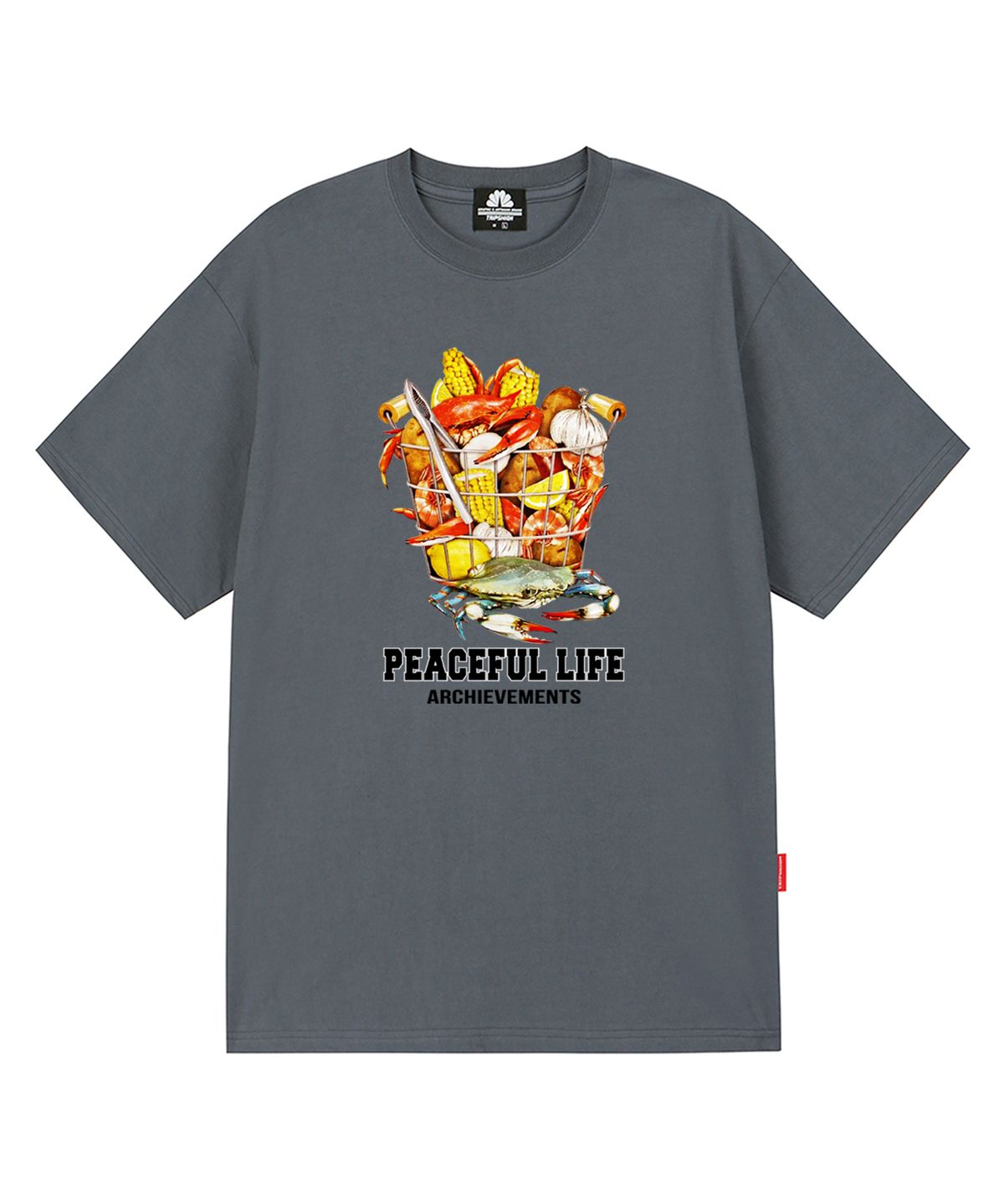 트립션(TRIPSHION) SEAFOOD BASKET GRAPHIC 티셔츠 - 그레이
