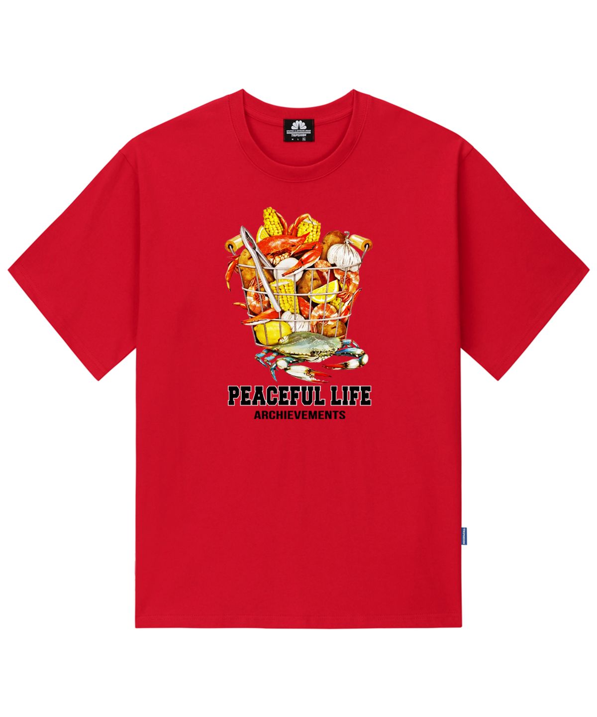 트립션(TRIPSHION) SEAFOOD BASKET GRAPHIC 티셔츠 - 레드
