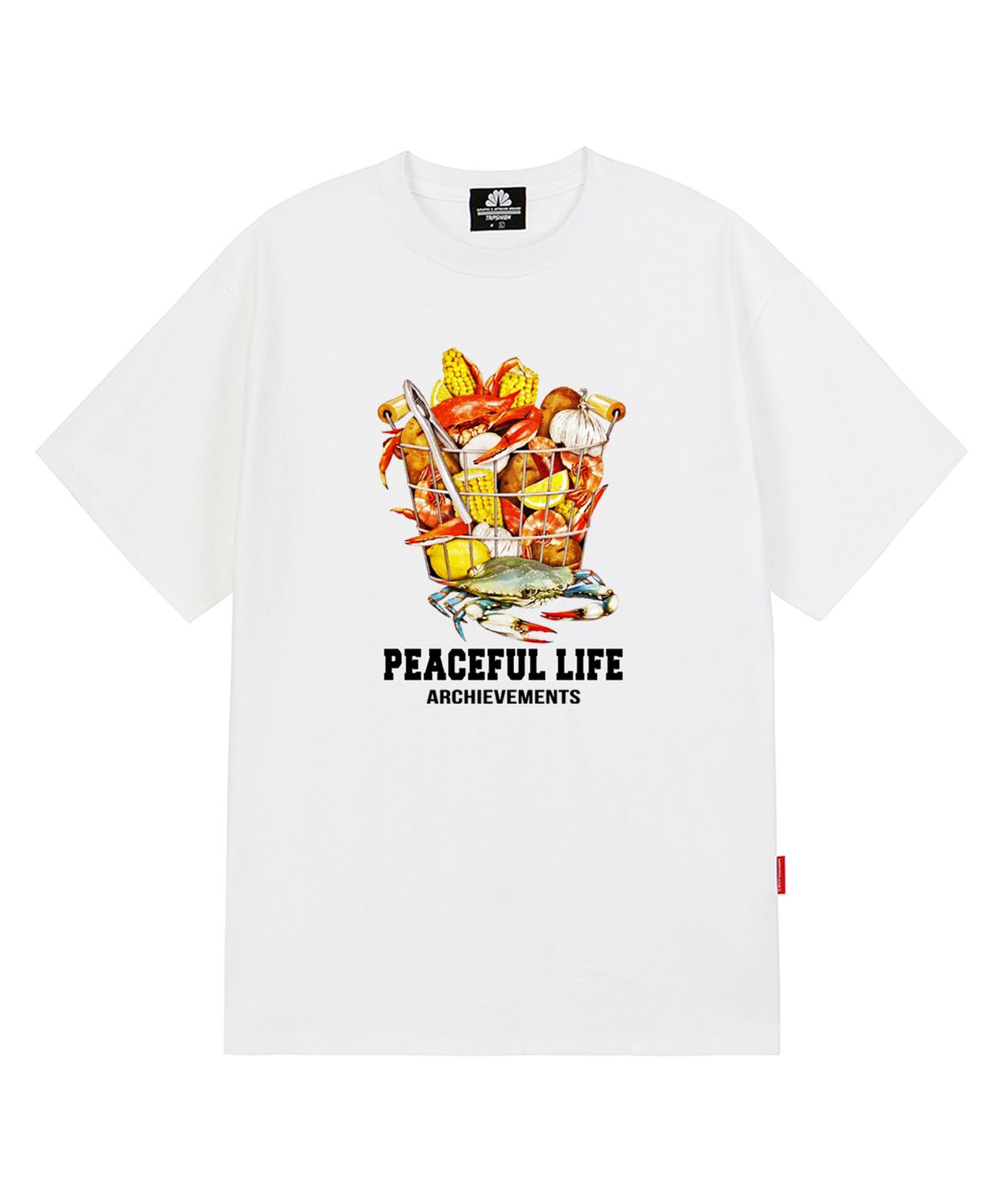 트립션(TRIPSHION) SEAFOOD BASKET GRAPHIC 티셔츠 - 화이트