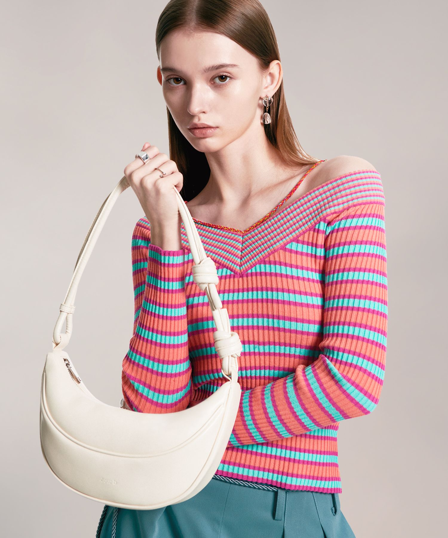 ショルダーバッグ・ポシェット [ 4OUR B] 2-WAY Bent Rope Shoulder and Cross Bag (IVORY) 4OUR B] 2-WAY Bent Rope Shoulder and Cross Bag (2 COLOR