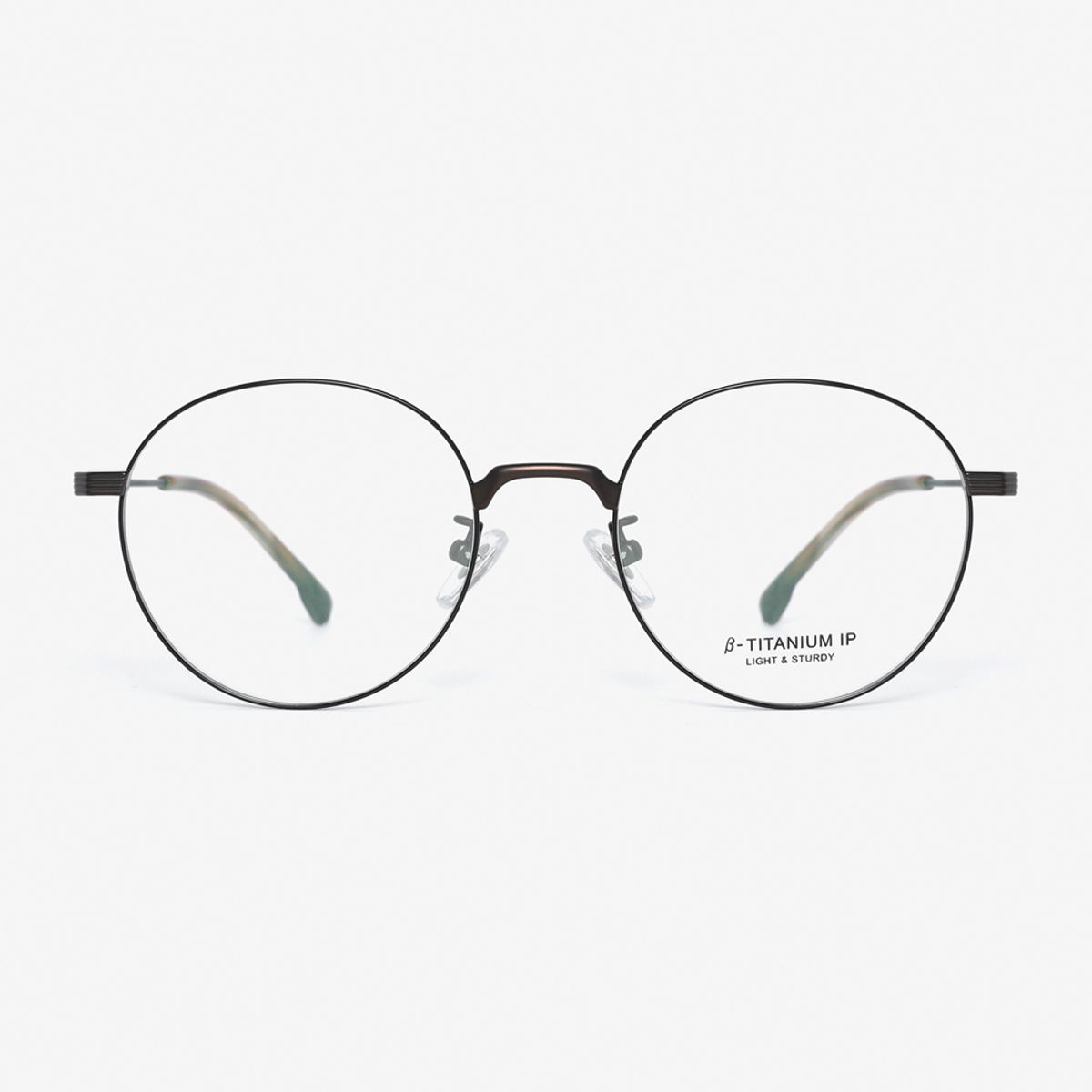 알로아이웨어(ALO EYEWEAR) [ALOXROUNZ] 베타티타늄 라운드 안경테 ARA8112 C2 블랙/브라운