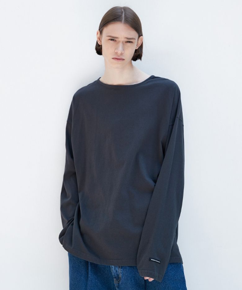 보트 넥 긴팔 티셔츠 MLT112 [DARK GRAY]