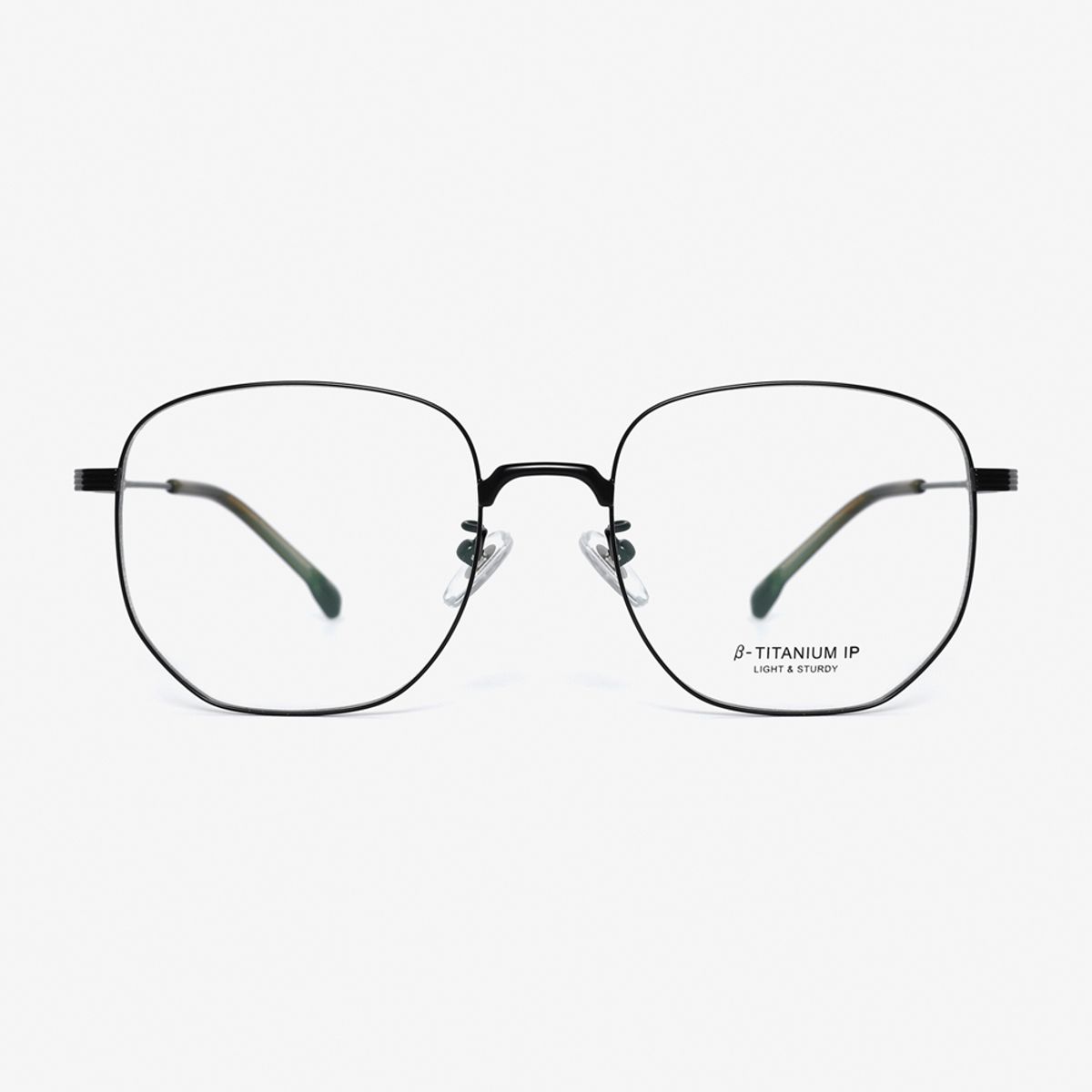 알로아이웨어(ALO EYEWEAR) [ALOXROUNZ] 오버사이즈 스퀘어 베타티타늄 안경테 ARA8113 C1 블랙