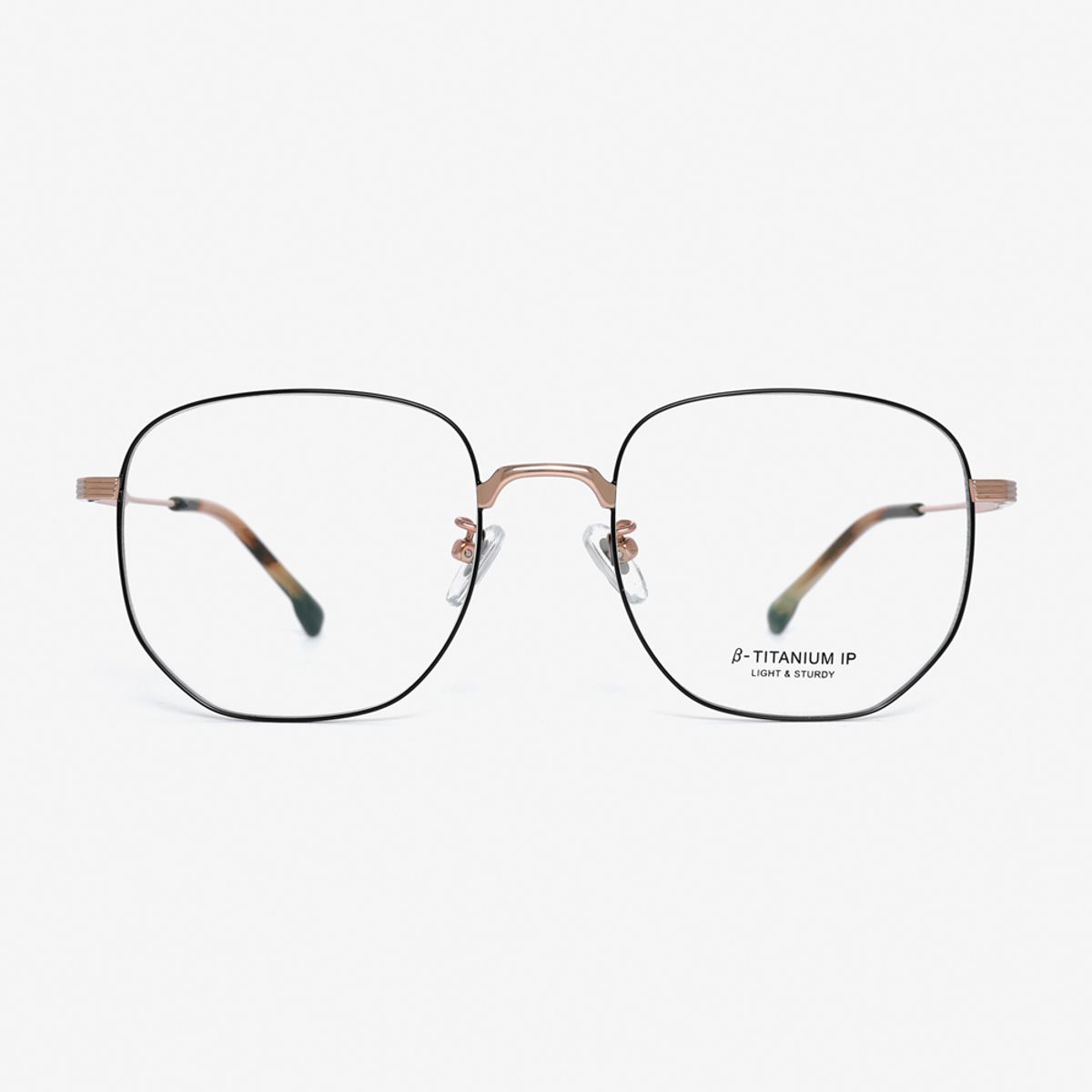 알로아이웨어(ALO EYEWEAR) [ALOXROUNZ] 오버사이즈 스퀘어 베타티타늄 안경테 ARA8113 C2 블랙/골드