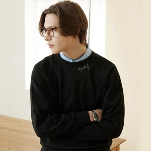 [Essential] Wool Blended Unblance Round Knit_Charcoal