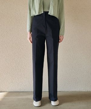 노멀 코튼 슬랙스 - 네이비