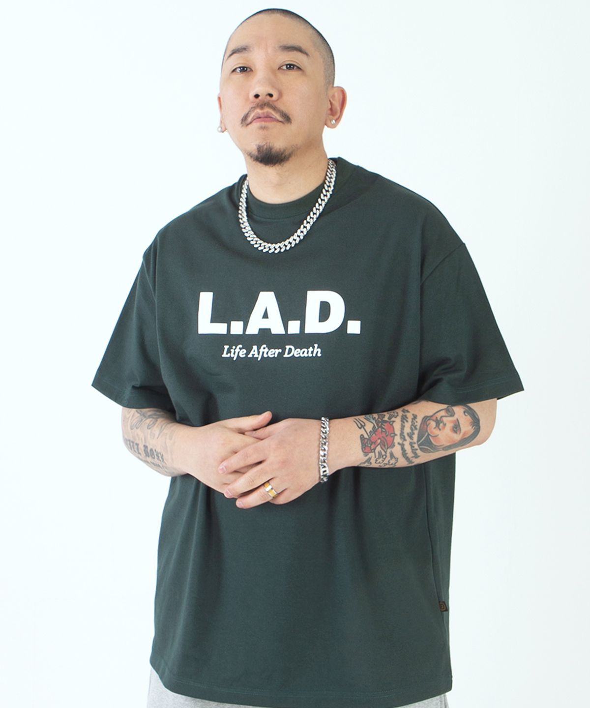 라드(LAD) LAD401 OG 로고 헤비웨이트 반팔 - 그린