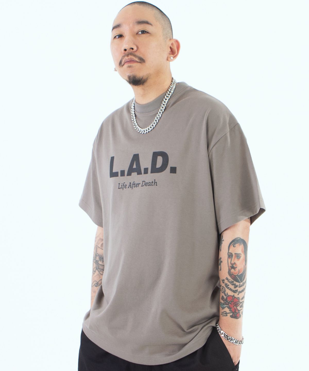 라드(LAD) LAD401 OG 로고 헤비웨이트 반팔 - 그레이