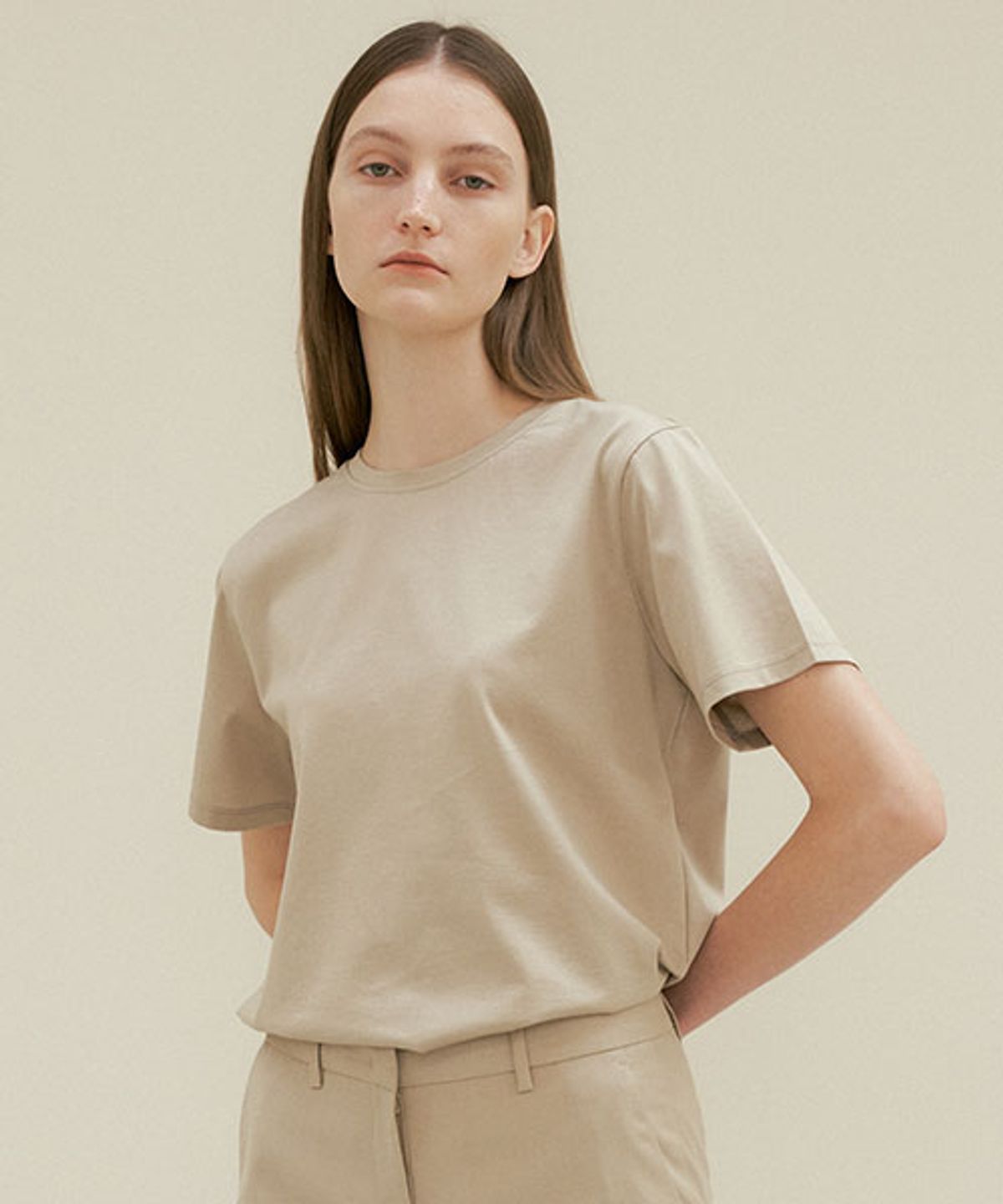 링서울(LINGSEOUL) supima silket cotton top-khaki