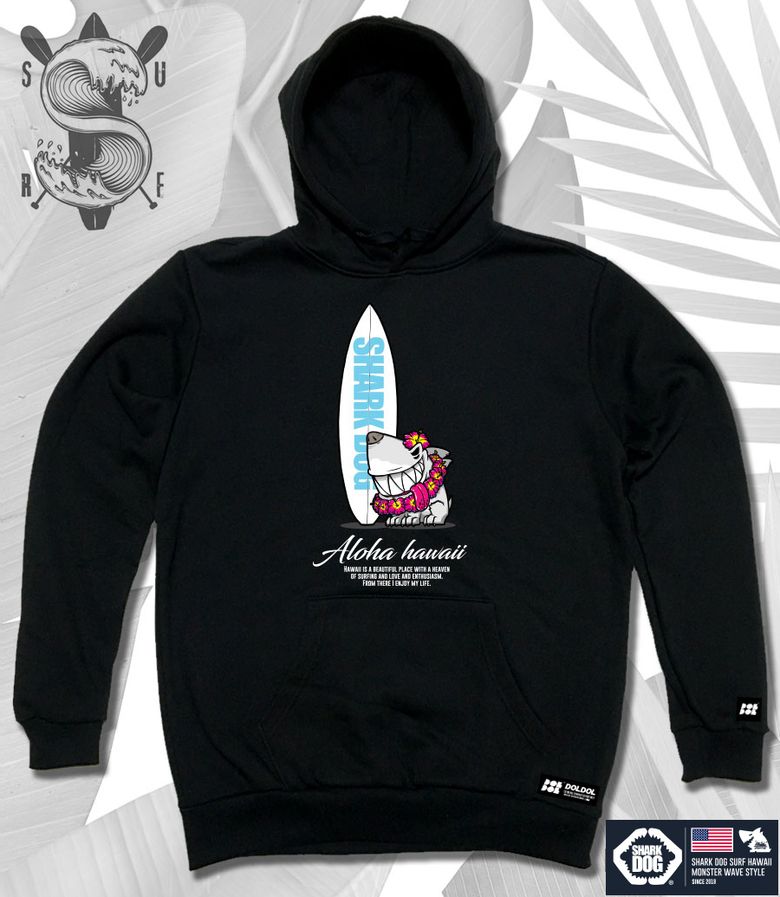 SHARK-DOG-HOODY-99 샤크독 서핑 하와이 캐릭터 그래픽 후드티 후디