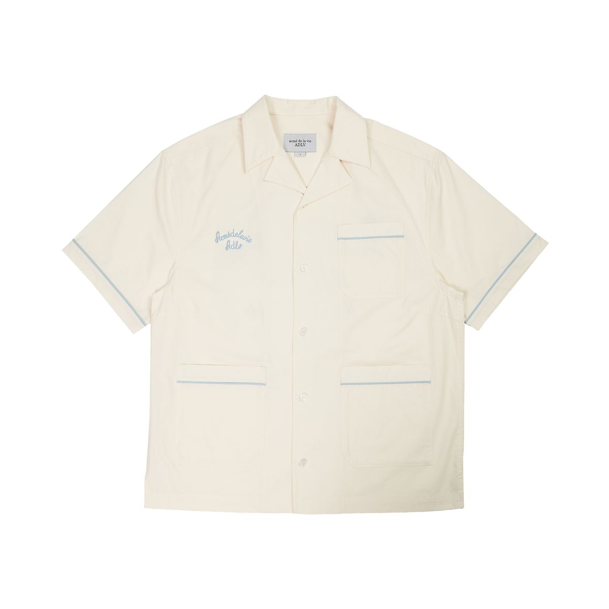 아크메드라비(ACME DE LA VIE) SCRIPT LOGO OPEN COLLAR SHIRT CREAM