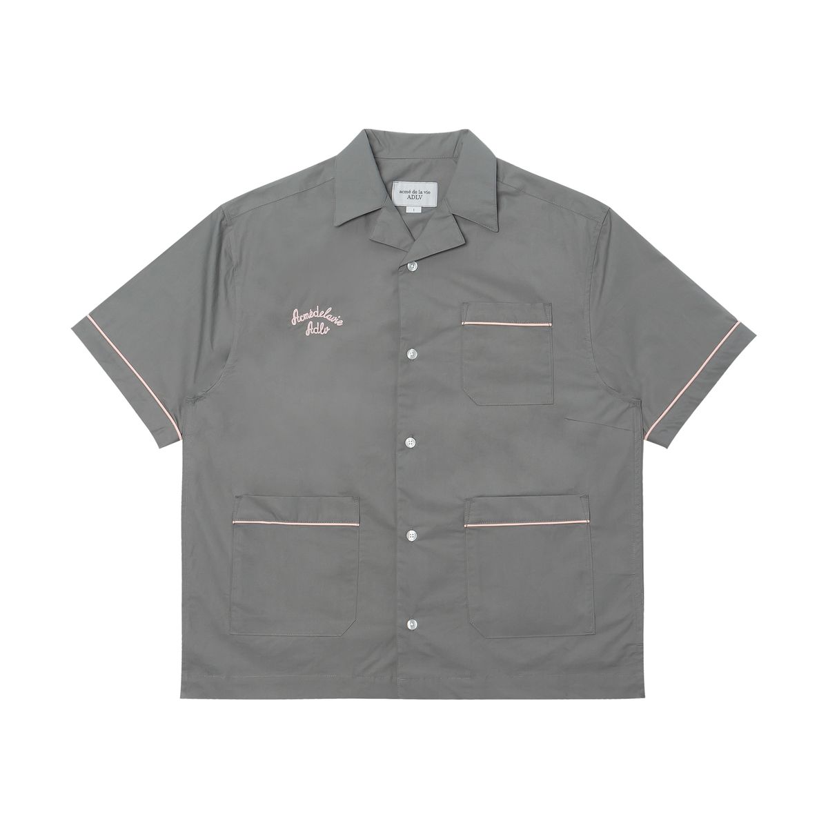 아크메드라비(ACME DE LA VIE) SCRIPT LOGO OPEN COLLAR SHIRT GREY