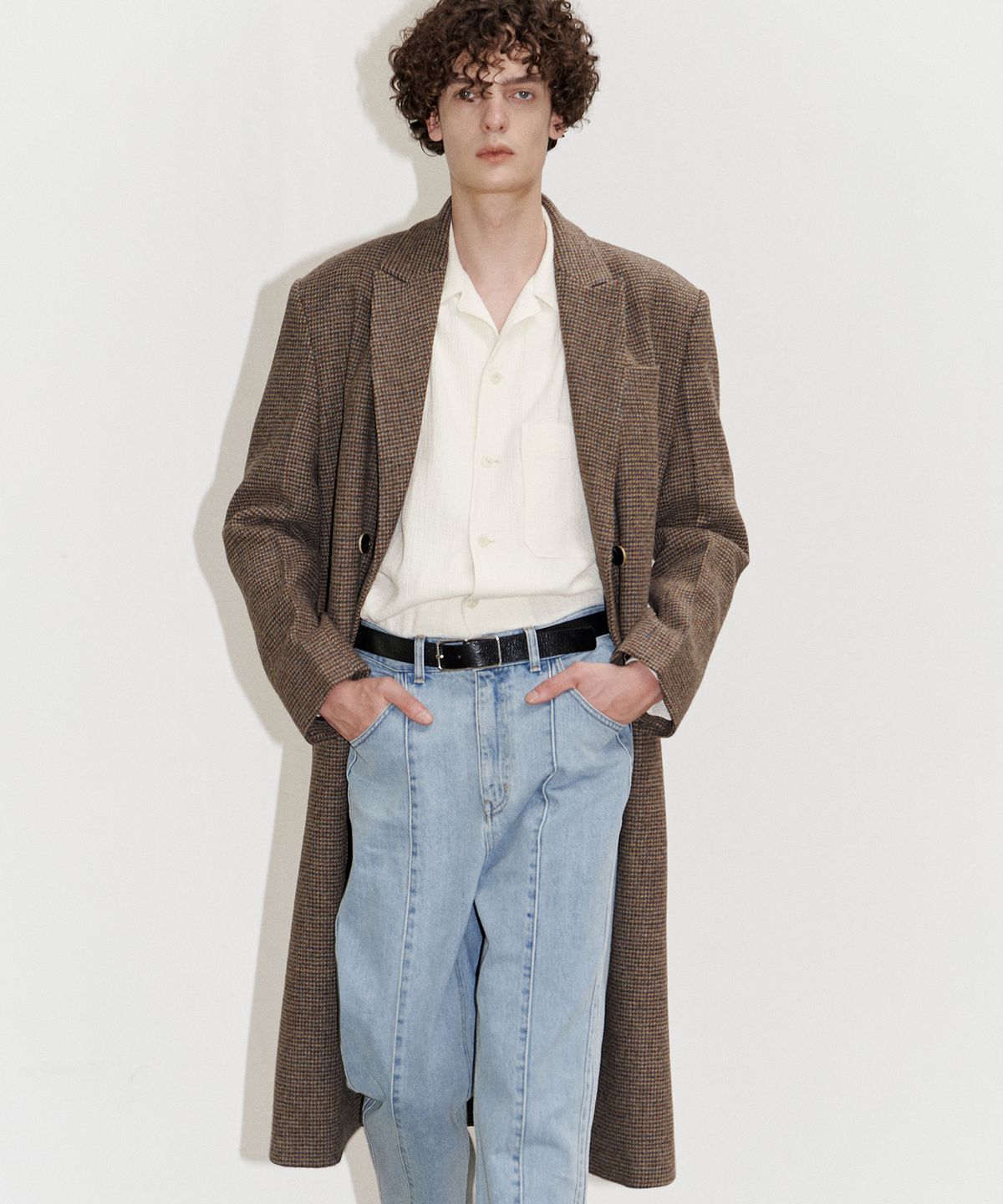 다로(DARO) Martin double Coat in Brown Check