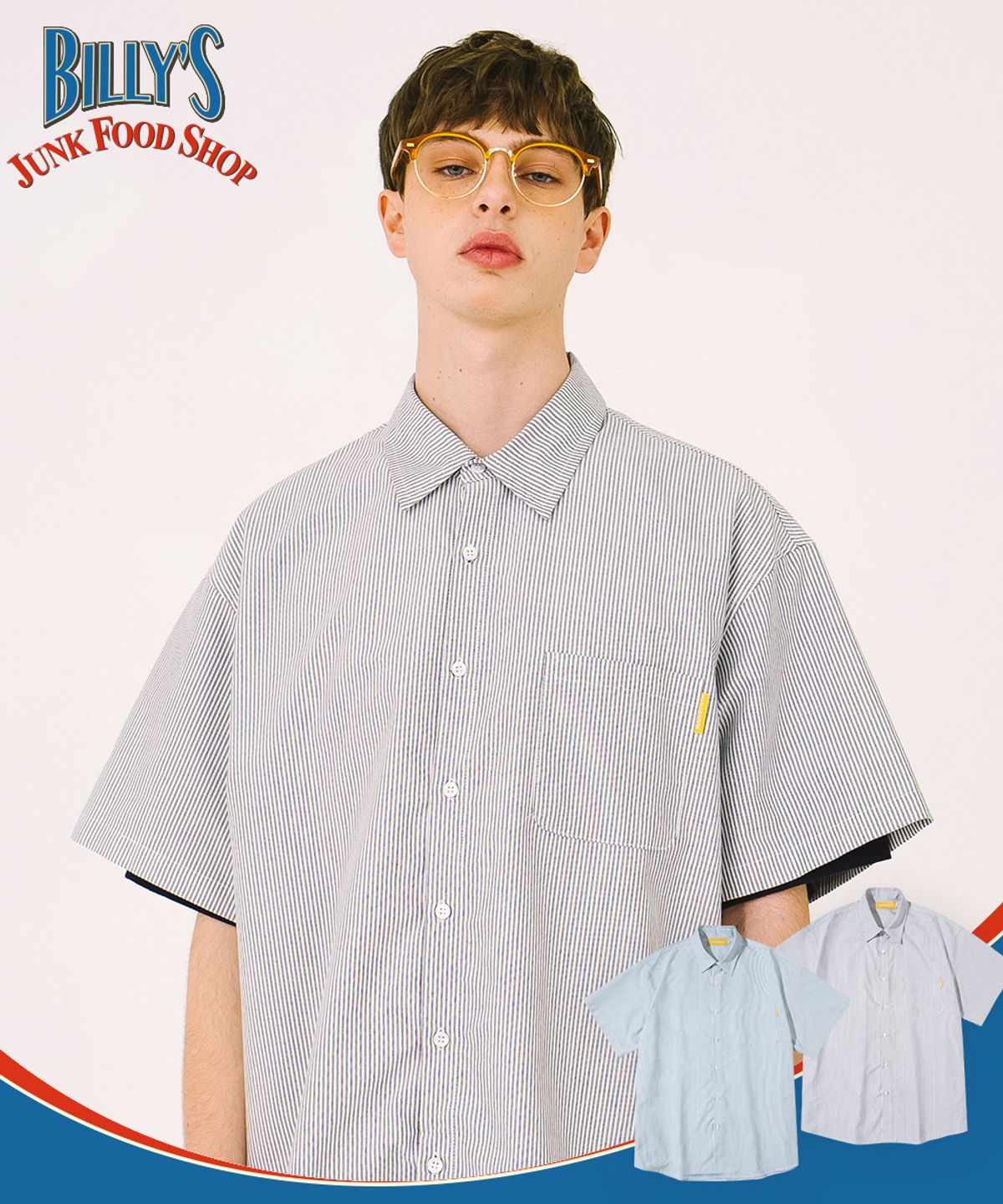 메인부스(MAINBOOTH) Billys Oversized Stripe Shirts(GRAY)