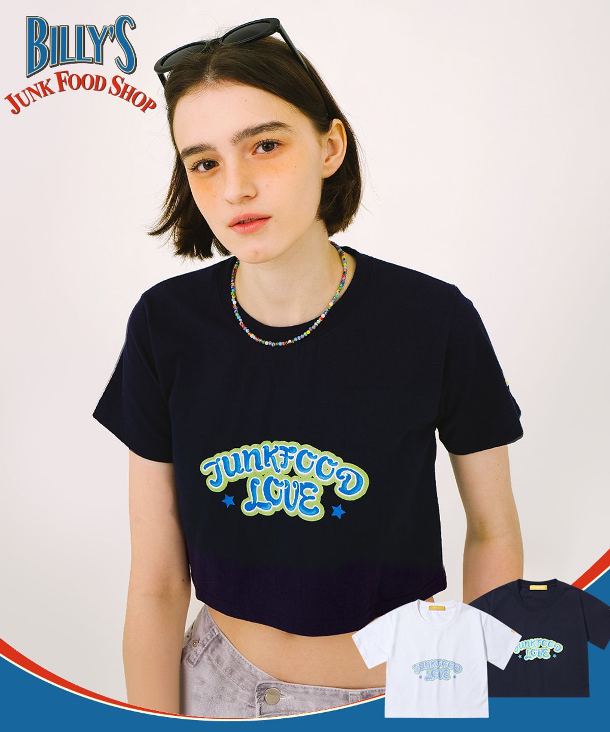메인부스(MAINBOOTH) Junkfood Crop T-shirt(NAVY)