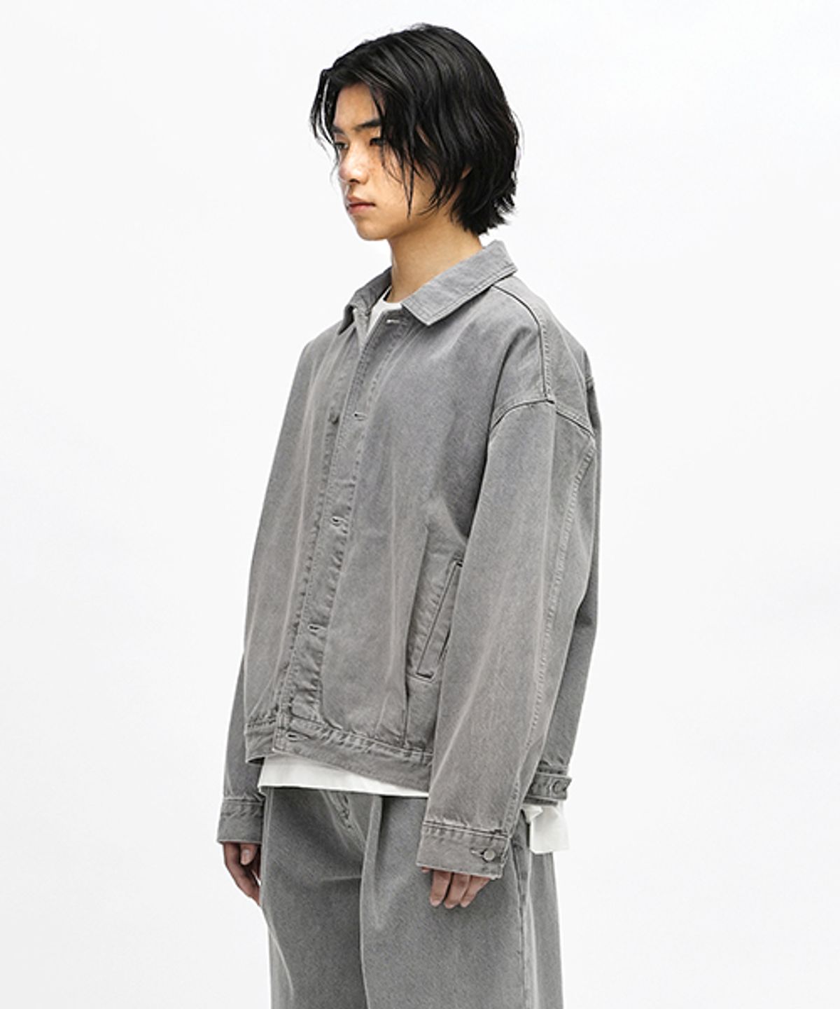 에러스익셉티드(ERRORS EXCEPTED) JK01 플리츠 데님자켓 (Gray)