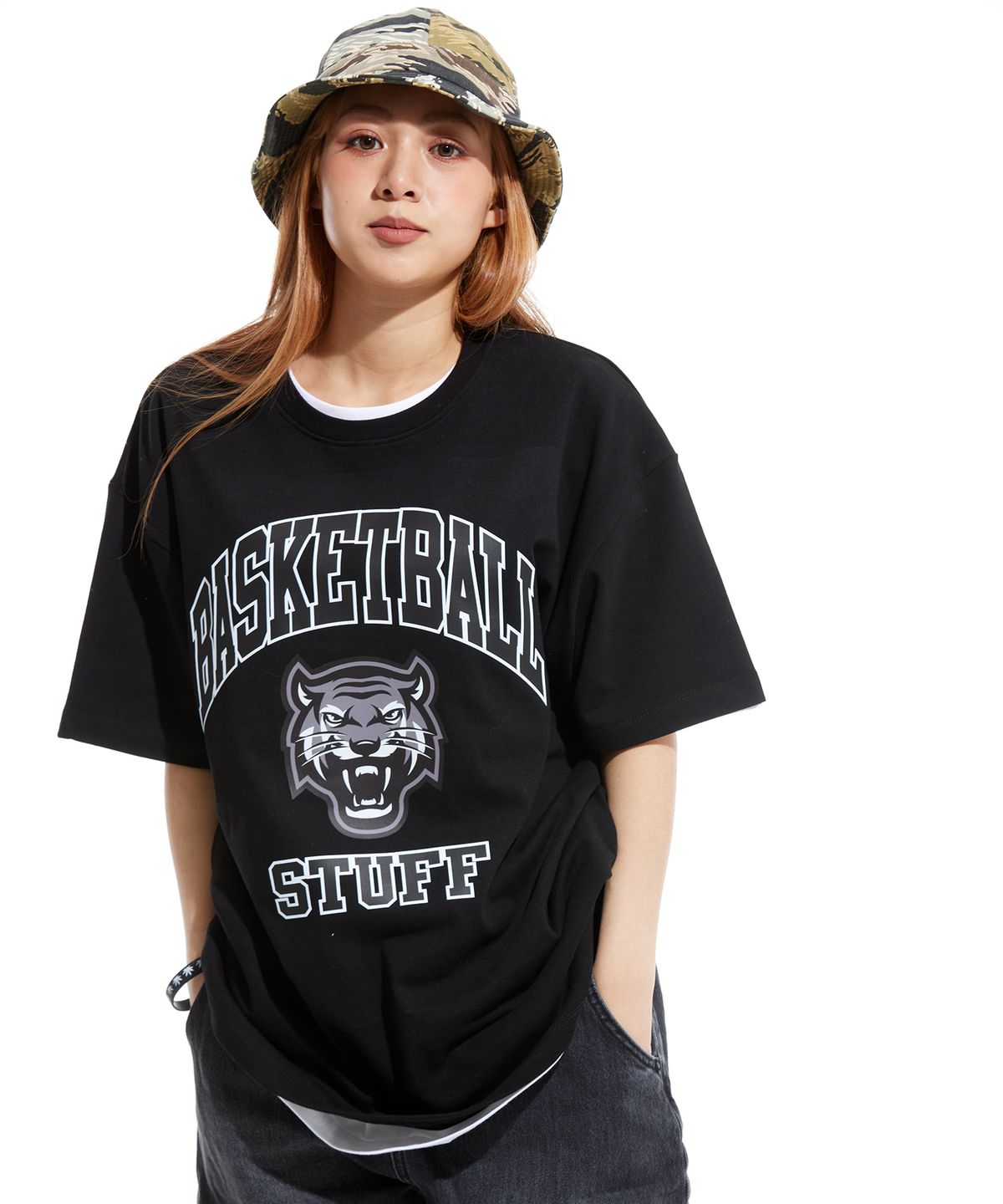 스터프(STUFF) 타이거 루즈핏 헤비 반팔티 블랙
