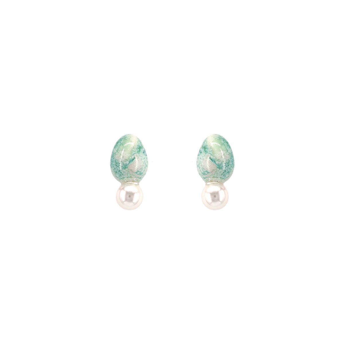 세라보니또(CERABONITO) 물방울 세라믹 진주드롭귀걸이(민트)