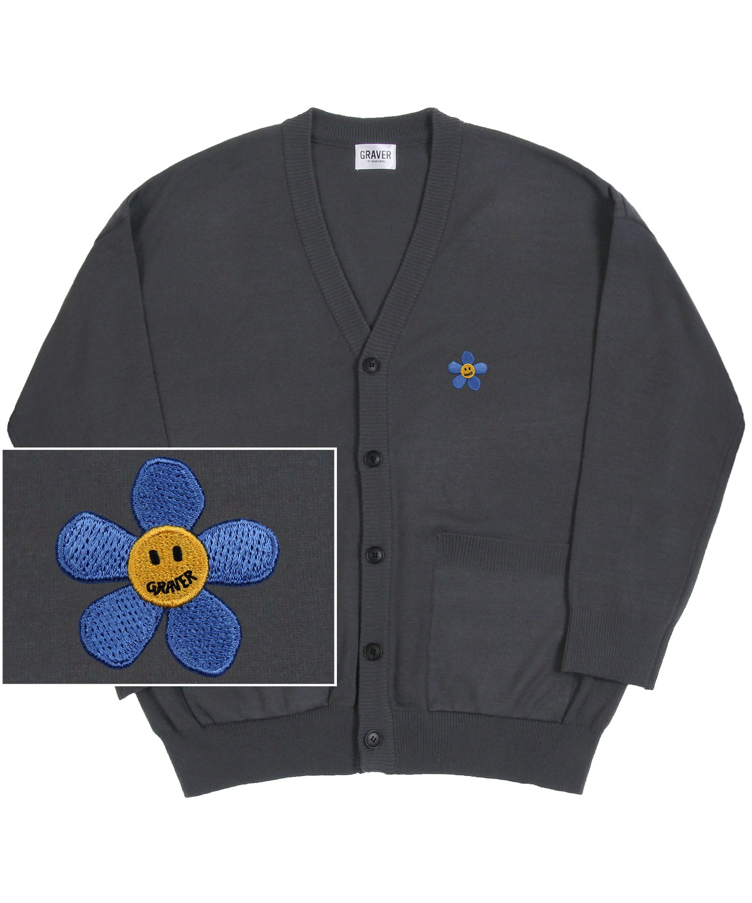 【GRAVER】22SS★ Blue Flower Dot Embroidery Knit Cardigan GRAVER】22SS☆ Blue Flower Dot Embroidery Knit Cardigan