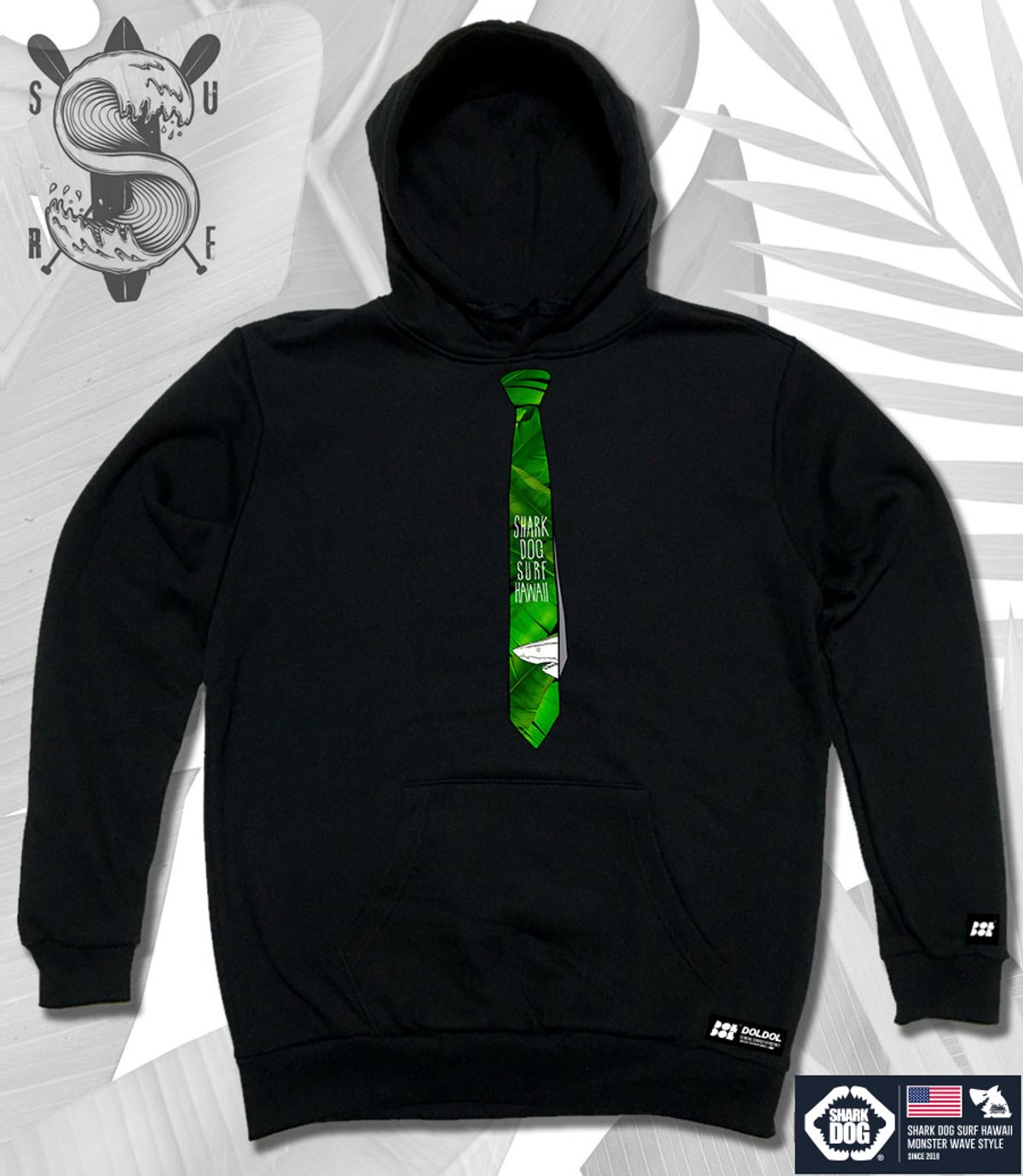 돌돌(DOLDOL) SHARK-DOG-HOODY-109 샤크독 서핑 하와이 캐릭터 그래픽 후드티 후디