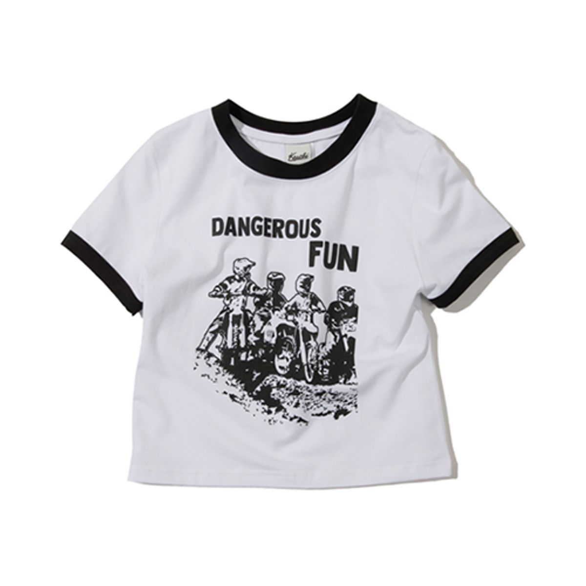 크루치(KRUCHI) DANGEROUS FUN CROP T-SHIRT (WHITE)